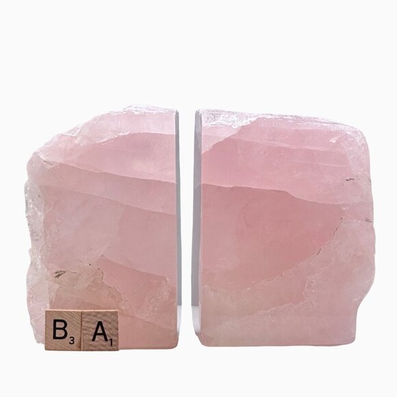 Natural Crystal Bookends, Rose Quartz, Natural Characteristics, Pink Decor (BA) - Picture 10 of 10